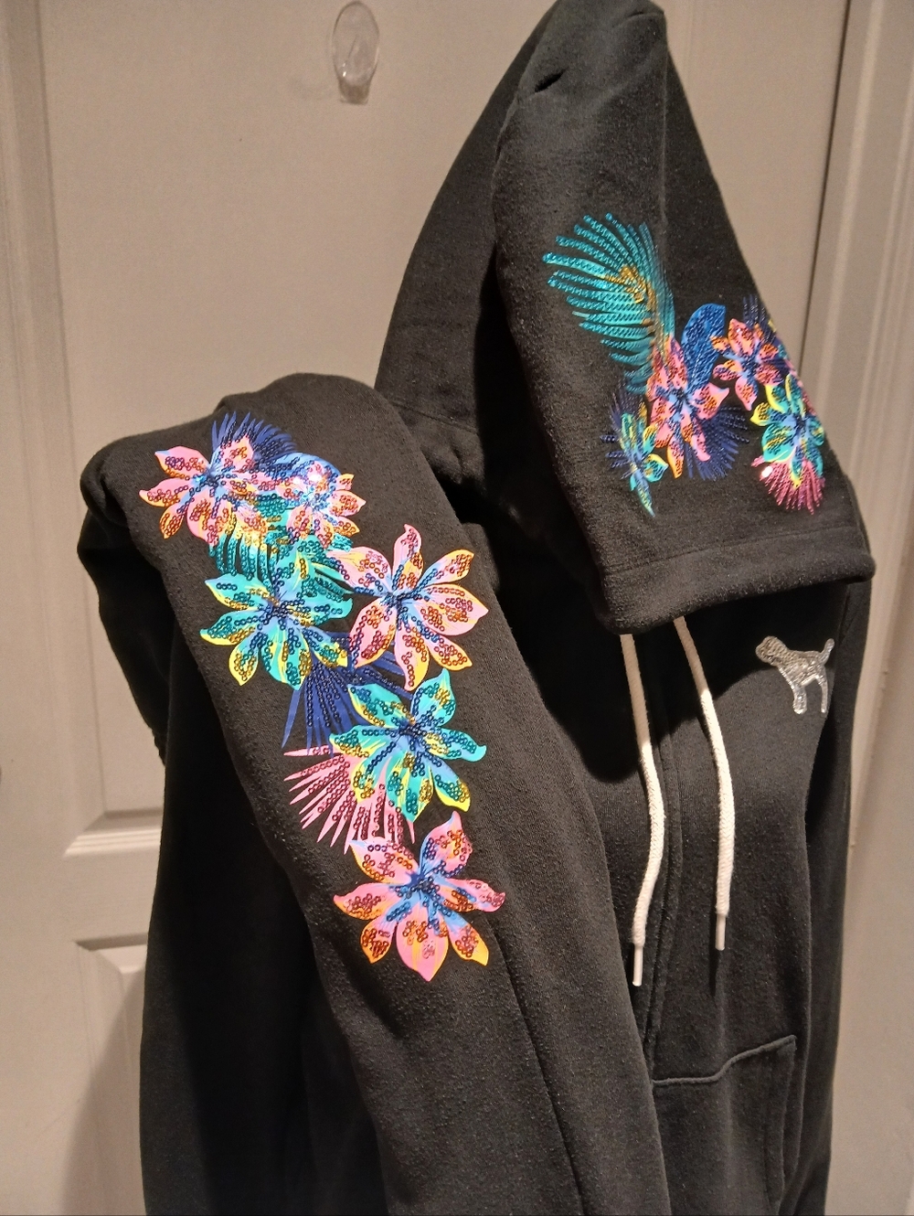 RARE VS PINK VINTAGE FLORAL HIBISCUS SEQUIN SET - Picture 3 of 16